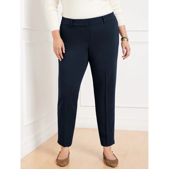 Talbots Women Hampshire Ankle Pant Plus Size 18W Navy Blue Straight Leg Mid Rise - Picture 1 of 12